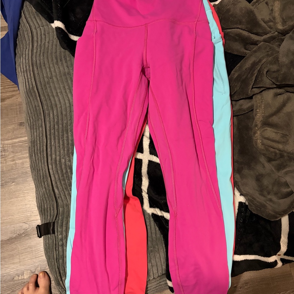 Lululemon Athletica Pink and Light Blue Leggings